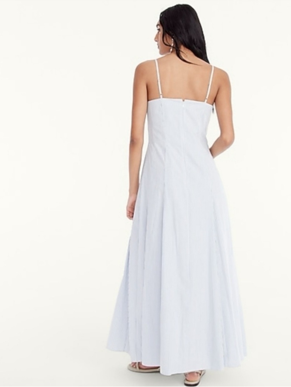 J.Crew Button-down cotton poplin midi dress in stripe Luxury Coastal Resort - Picture 8 of 12